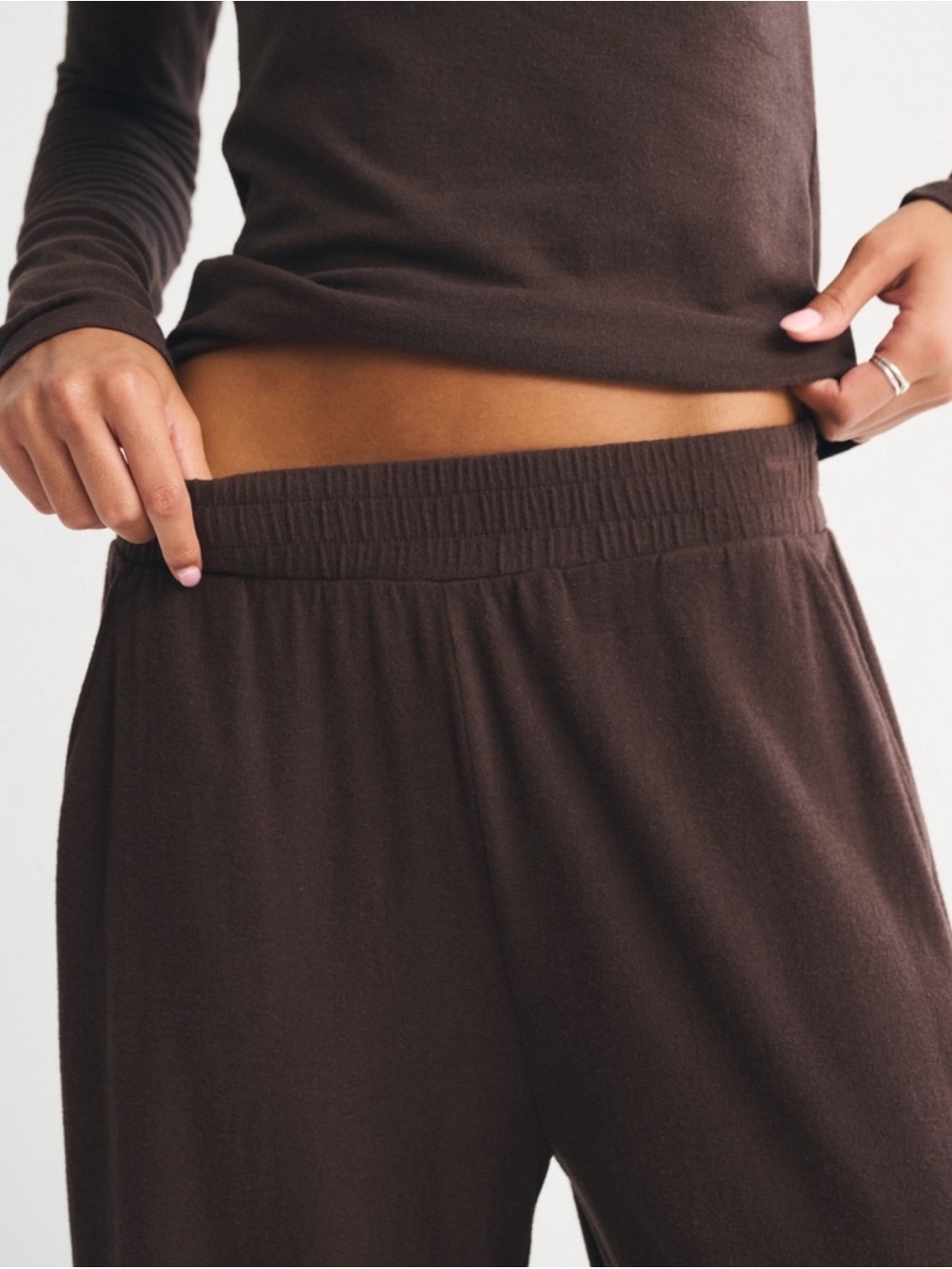 Abercrombie Wide Leg Lounge Sweatpant Brown XS Long - Picture 7 of 8